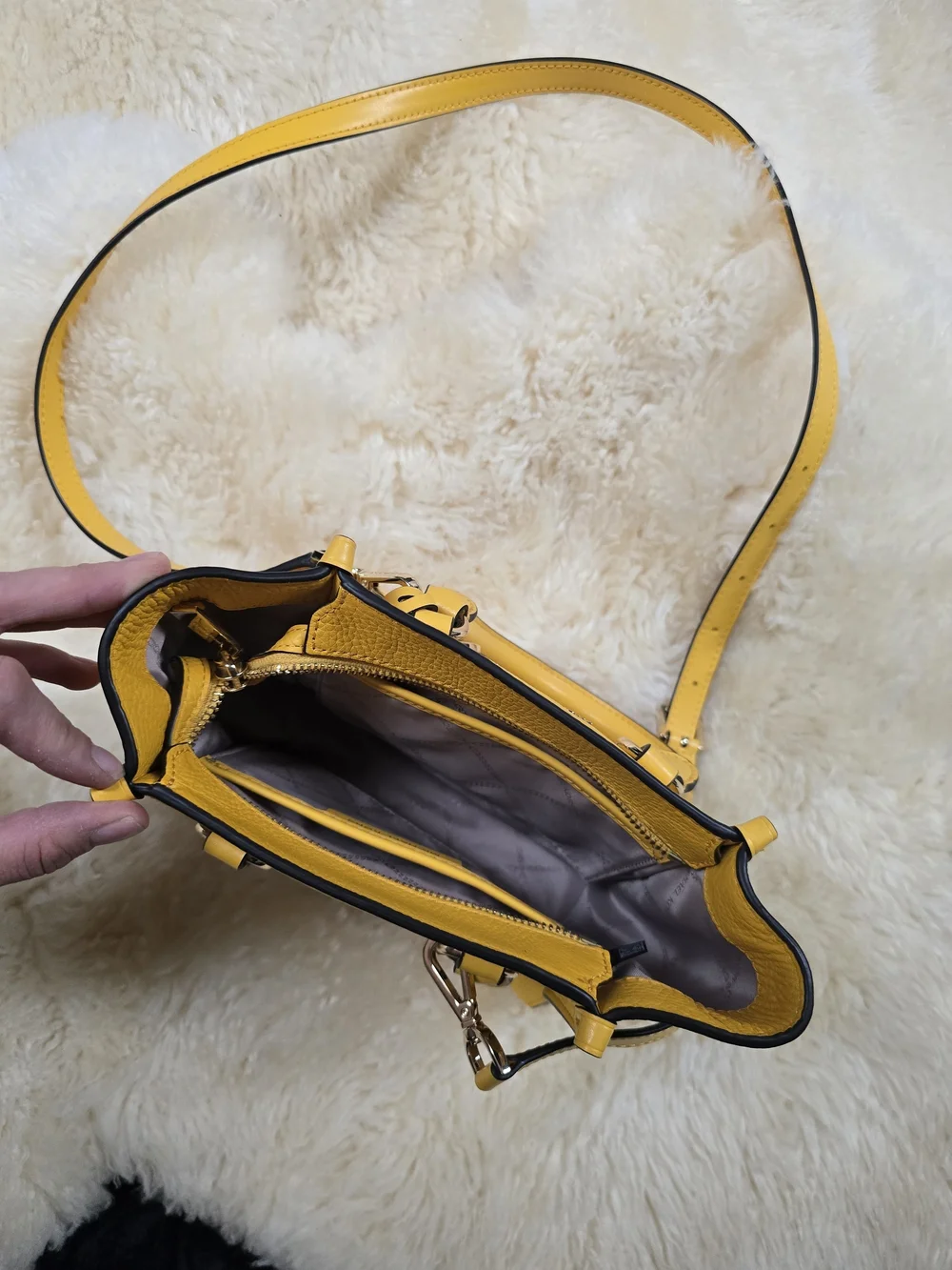 Michael Kors Yellow Pebbled Leather Mini Satchel